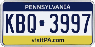 PA license plate KBQ3997