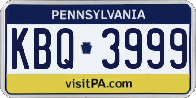 PA license plate KBQ3999