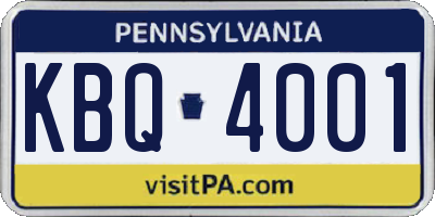 PA license plate KBQ4001
