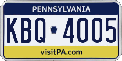 PA license plate KBQ4005