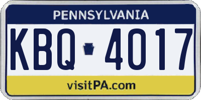 PA license plate KBQ4017