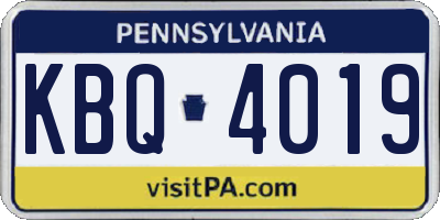 PA license plate KBQ4019