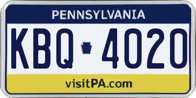 PA license plate KBQ4020