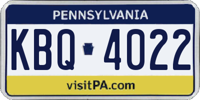 PA license plate KBQ4022