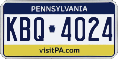 PA license plate KBQ4024