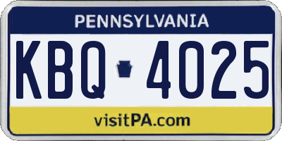 PA license plate KBQ4025