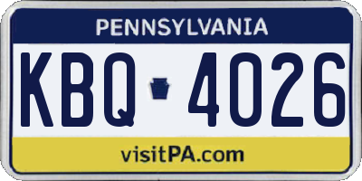 PA license plate KBQ4026