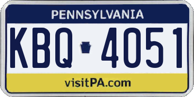PA license plate KBQ4051