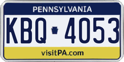 PA license plate KBQ4053