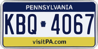 PA license plate KBQ4067