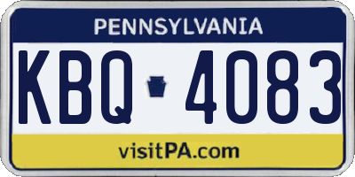 PA license plate KBQ4083