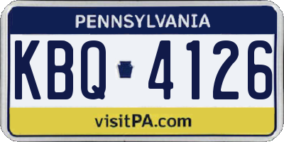 PA license plate KBQ4126