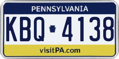 PA license plate KBQ4138