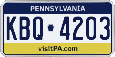 PA license plate KBQ4203