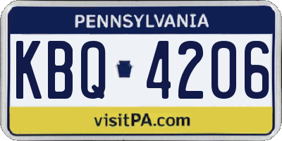 PA license plate KBQ4206