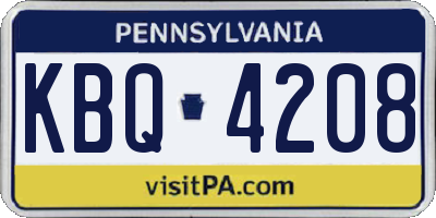 PA license plate KBQ4208
