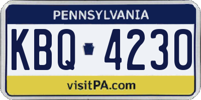 PA license plate KBQ4230