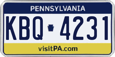 PA license plate KBQ4231