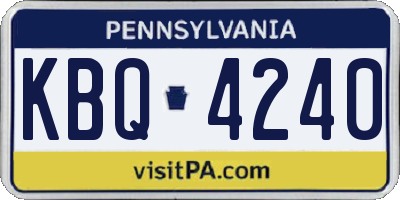 PA license plate KBQ4240