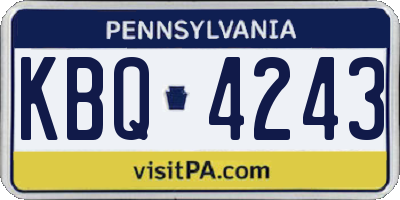 PA license plate KBQ4243
