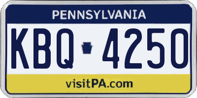 PA license plate KBQ4250