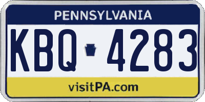 PA license plate KBQ4283