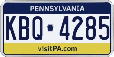 PA license plate KBQ4285