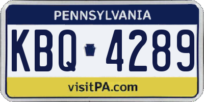 PA license plate KBQ4289