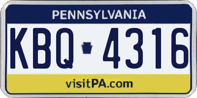 PA license plate KBQ4316