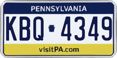 PA license plate KBQ4349