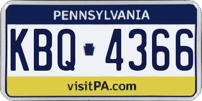 PA license plate KBQ4366