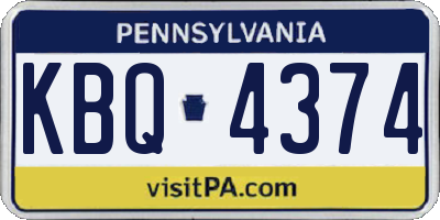 PA license plate KBQ4374