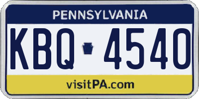 PA license plate KBQ4540