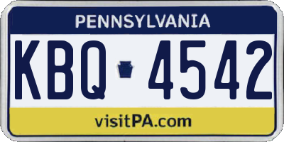 PA license plate KBQ4542