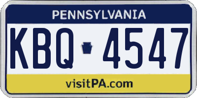 PA license plate KBQ4547
