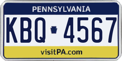 PA license plate KBQ4567