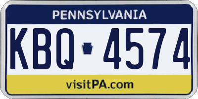 PA license plate KBQ4574