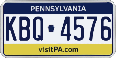PA license plate KBQ4576