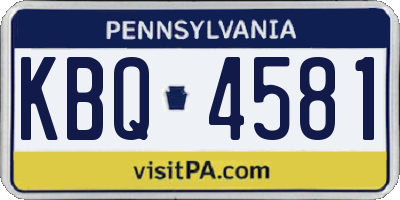 PA license plate KBQ4581