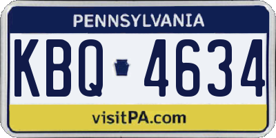 PA license plate KBQ4634