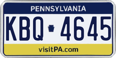 PA license plate KBQ4645