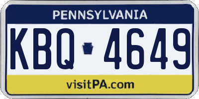 PA license plate KBQ4649