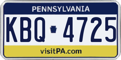 PA license plate KBQ4725