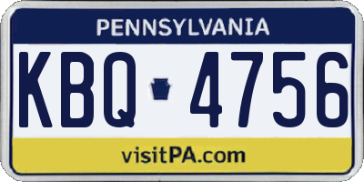 PA license plate KBQ4756
