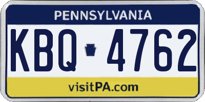 PA license plate KBQ4762