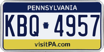 PA license plate KBQ4957