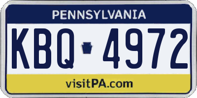 PA license plate KBQ4972