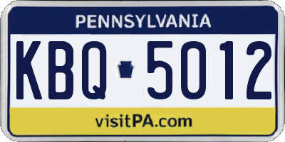 PA license plate KBQ5012