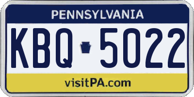 PA license plate KBQ5022