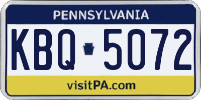 PA license plate KBQ5072